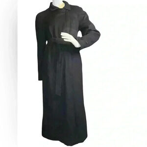 Vintage Armani Collezioni Black Poly Techno Lightweight Belted Trench Coat.
